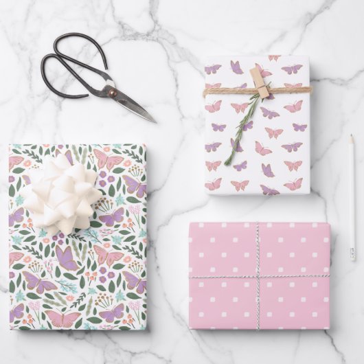Feuille De Papier Cadeau Joli Papillon Pastels Garden (Recto)