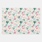 Feuille De Papier Cadeau Joli Pastel Aquarelle Motif de coeur (Devant)