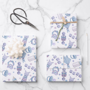 Feuille De Papier Cadeau Joli Pastel Blue Baby Boy