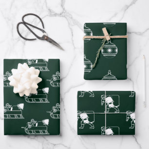 Feuille De Papier Cadeau Joli pin foncé vert assorti motif Noël