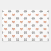 Feuille De Papier Cadeau Joli renard et motif raccoon. Animaux des forêts (Devant)
