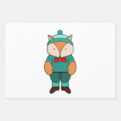 Feuille De Papier Cadeau Joli renard vert (Devant 3)
