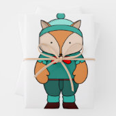 Feuille De Papier Cadeau Joli renard vert (En situation)