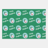 Feuille De Papier Cadeau Joli Retro Snowman Joyeux Noël (Devant 3)