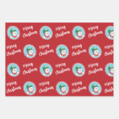 Feuille De Papier Cadeau Joli Retro Snowman Joyeux Noël (Devant)