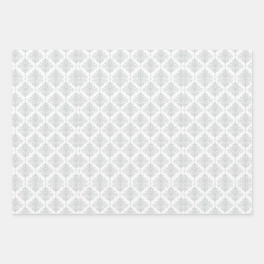 Feuille De Papier Cadeau Joli rose Grey Vert Girls Damask Imprimer Personna (Devant 3)