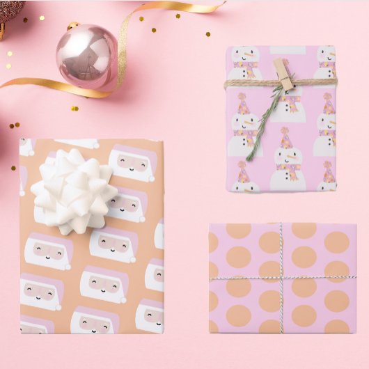 Feuille De Papier Cadeau Joli rose Motif de Noël Enfants