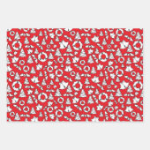 Feuille De Papier Cadeau Joli Rouge Blanc Noir Arbres de Noël Wreath Cloche (Devant 2)