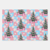 Feuille De Papier Cadeau Joli sapin de Noël rose (Devant 3)