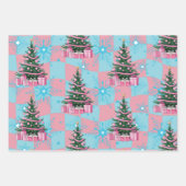 Feuille De Papier Cadeau Joli sapin de Noël rose (Devant 2)