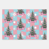 Feuille De Papier Cadeau Joli sapin de Noël rose (Devant)