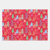 Feuille De Papier Cadeau Joli sapin rouge vert blanc Motif (Devant)