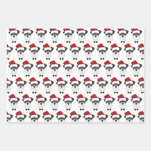 Feuille De Papier Cadeau Joli Schnauzer & Red Stried Christmas (Devant)