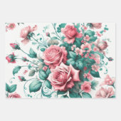Feuille De Papier Cadeau Joli Shabby Chic Floral Anniversaire (Devant 3)