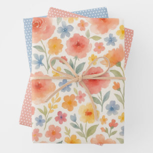 Feuille De Papier Cadeau Joli Shabby Chic Floral Motif