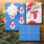 Feuille De Papier Cadeau Joli Snowman et Snowflake Motif Enfants Noël