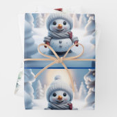 Feuille De Papier Cadeau Joli Snowman Set DE 3 Designs (En situation)