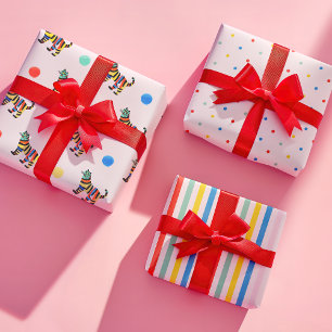 Feuille De Papier Cadeau Joli Tigre Coloré Stripe Dot Cadeau Anniversaire