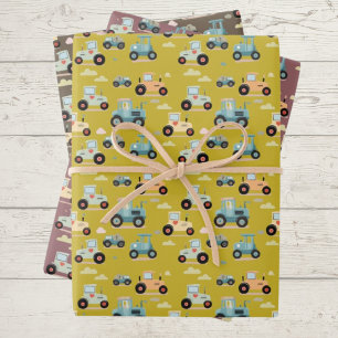 Feuille De Papier Cadeau Joli tracteur motif ferme cadeau enfant Enveloppem