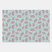 Feuille De Papier Cadeau Joli Trio d'hiver bleu moderne (Devant 2)