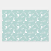 Feuille De Papier Cadeau Joli Trio d'hiver bleu moderne (Devant)
