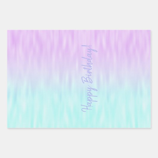 Feuille De Papier Cadeau Joli Violet Rose Bleu Pastel Ombre Pretty (Devant)