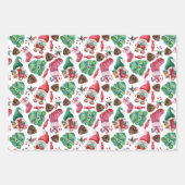 Feuille De Papier Cadeau Jolie aquarelle Noël Gnomes Motif (Devant)