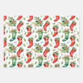 Feuille De Papier Cadeau Jolie aquarelle rouge et vertes bas (Devant 2)