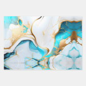 Feuille De Papier Cadeau Jolie conception de Marbre blanc d'or bleu (Devant)