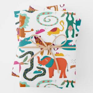 Feuille De Papier Cadeau Jolie couleur Abstraits Animaux Enfants Motif