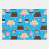 Feuille De Papier Cadeau Jolie couleur Whimsical Animaux d'anniversaire Mot (Devant)