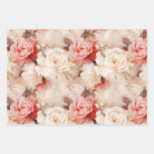 Feuille De Papier Cadeau Jolie crème florale rose pâle (Devant)