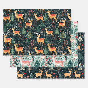Feuille De Papier Cadeau Jolie Deer Christmas Holiday Winter Coordination