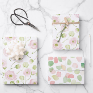 Feuille De Papier Cadeau Jolie douche de mariée aux fleurs rose blush et me