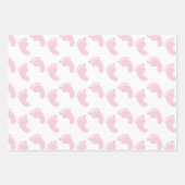 Feuille De Papier Cadeau Jolie Empreinte Bébée Thème Fille Rose (Devant 2)