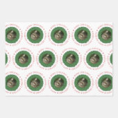 Feuille De Papier Cadeau Jolie féline Noël Wreath Personnalisée Photo pour (Devant)