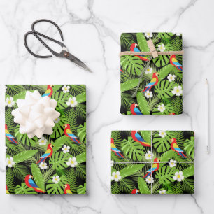 Feuille De Papier Cadeau Jolie fête de perroquets tropicaux en mosaïque