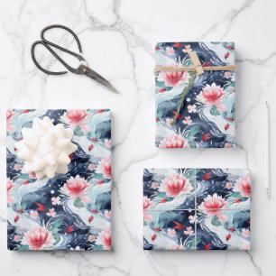 Feuille De Papier Cadeau Jolie fête japonaise motif carrelée