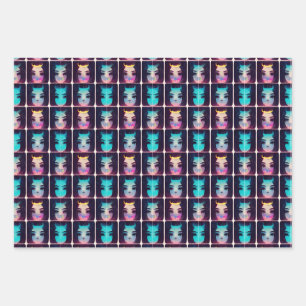 Feuille De Papier Cadeau Jolie fille Abstraite avec Motif de cornes
