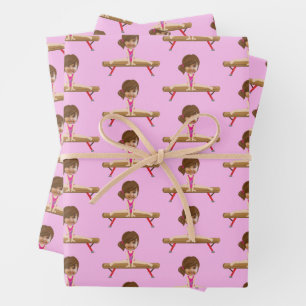 Feuille De Papier Cadeau Jolie Fille de Gymnastique Photo Personnalisée pou