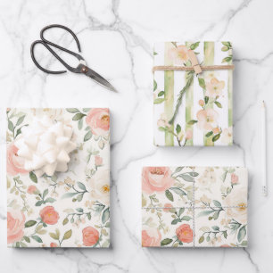Feuille De Papier Cadeau Jolie Fleur de Pêcher Rose Pastel Mariage