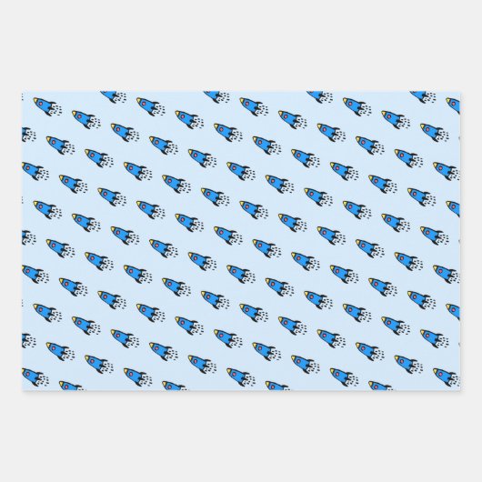 Feuille De Papier Cadeau Jolie fusée bleue (Devant 2)