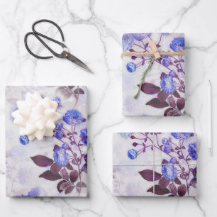 Feuille De Papier Cadeau Jolie impression de fleurs violettes