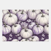 FEUILLE DE PAPIER CADEAU JOLIE LAVENDER PURPLE & WHTE TOMBE CITROUILLES (Devant 3)