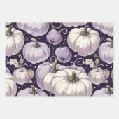 FEUILLE DE PAPIER CADEAU JOLIE LAVENDER PURPLE & WHTE TOMBE CITROUILLES (Devant 2)