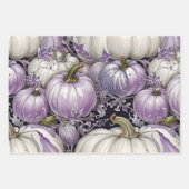 FEUILLE DE PAPIER CADEAU JOLIE LAVENDER PURPLE & WHTE TOMBE CITROUILLES (Devant)