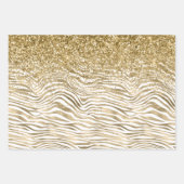 Feuille De Papier Cadeau Jolie Parties scintillant or Zebra Print Sparkle (Devant 3)