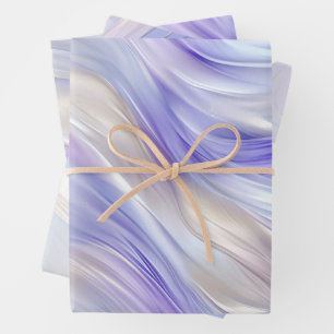 Feuille De Papier Cadeau Jolie perle bleu violet perle blanc perles