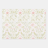 Feuille De Papier Cadeau Jolie Rose Vert Floral Baignoire de Mariage (Devant 2)