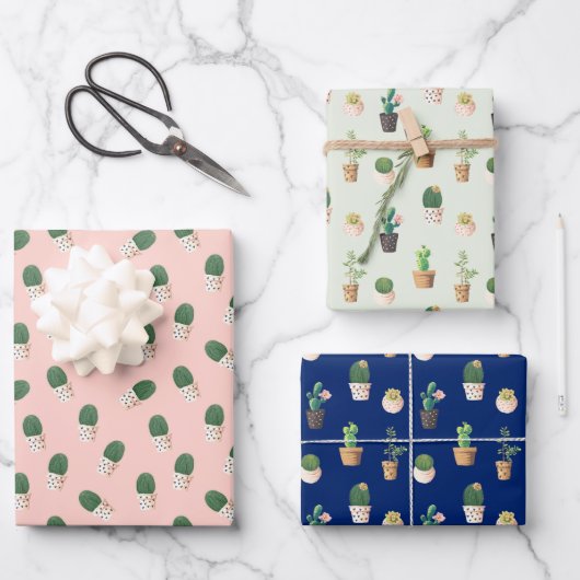 Feuille De Papier Cadeau Jolie Succulente (Recto)